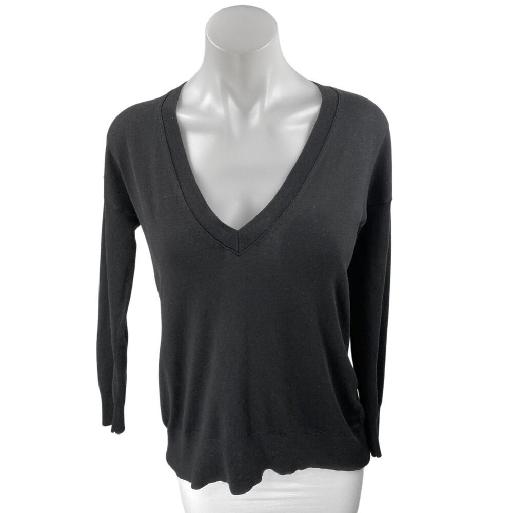 Banana Republic Women's Black Knit Long Sleeve V-Neck Shirt Sweater Top Size XS